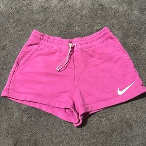 Pink Nike sweat shorts